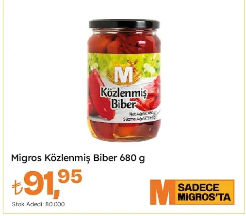 Migros Közlenmiş Biber 680 G