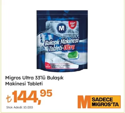 Migros Ultra 33'Lü Bulaşık Makinesi Tableti