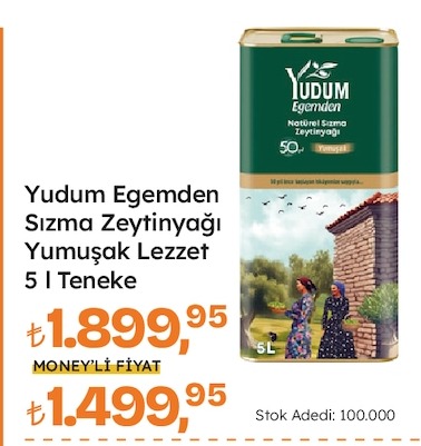 Yudum Egemden Sızma Zeytinyağı Yumuşak Lezzet 5 L Teneke
