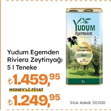 Yudum Egemden Riviera Zeytinyağı 5 L Teneke