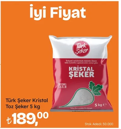 Türk Şeker Kristal Toz Şeker 5 Kg