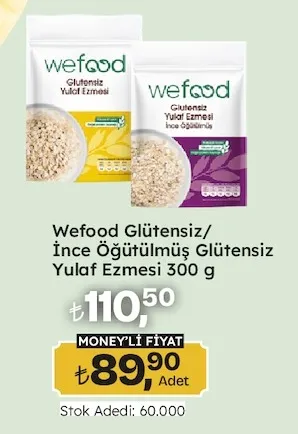 Wefood Glütensiz/ İnce Öğütülmüş Glütensiz Yulaf Ezmesi 300 G
