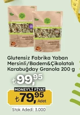 Glutensiz Fabrika Yaban Mersinli/Badem&Çikolatalı Karabuğday Granola 200 G