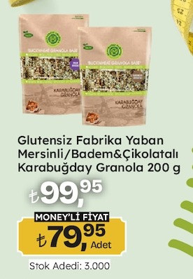 Glutensiz Fabrika Yaban Mersinli/Badem&Çikolatalı Karabuğday Granola 200 G