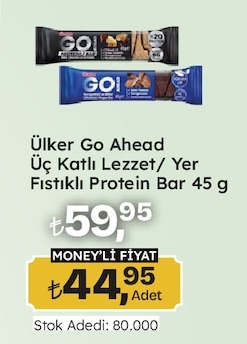 Ülker Go Ahead Üç Katlı Lezzet/ Yer Fıstıklı Protein Bar 45 G