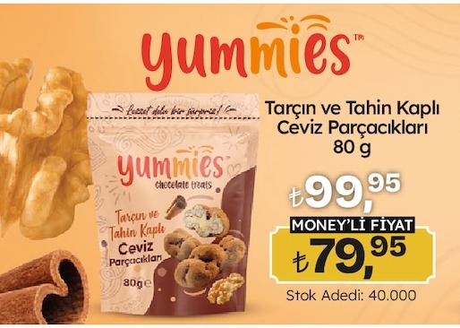Yummies Tarçın Ve Tahin Kaplı Ceviz Parçacıkları 80 G