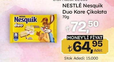 Nestlé Nesquik Duo Kare Çikolata 70G