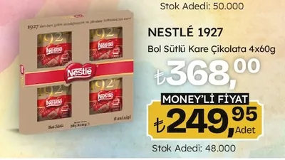 Nestlé 1927 Bol Sütlü Kare Çikolata 4X60G