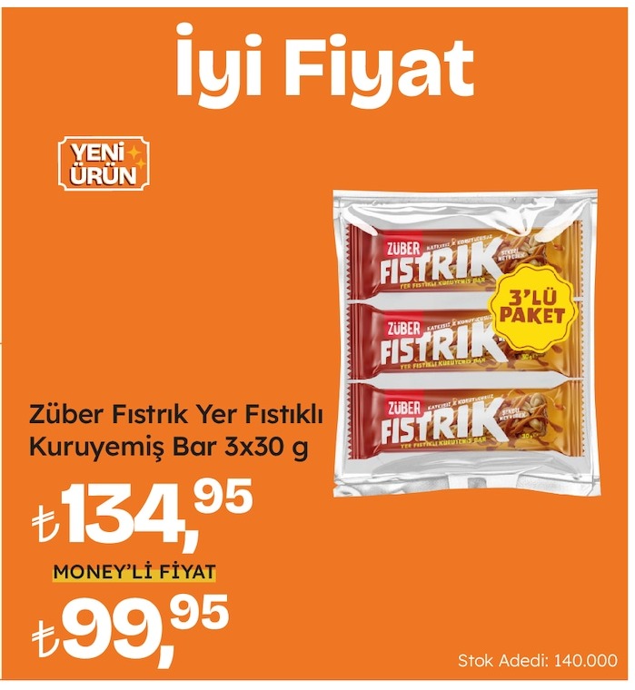Züber Fıstık Yer Fıstıklı Kuruyemiş Bar 3X30 G