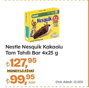 Nestle Nesquik Kakaolu Tam Tahıllı Bar 4X25 G