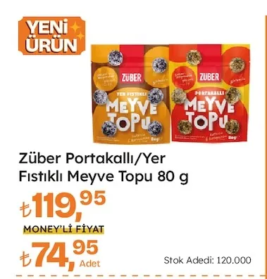 Züber Portakallı/Yer Fıstıklı Meyve Topu 80 G