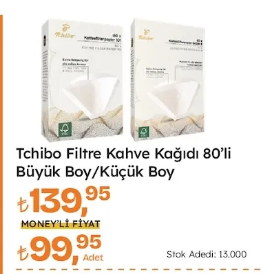 Tchibo Filtre Kahve Kağıdı 80'Li Büyük Boy/Küçük Boy