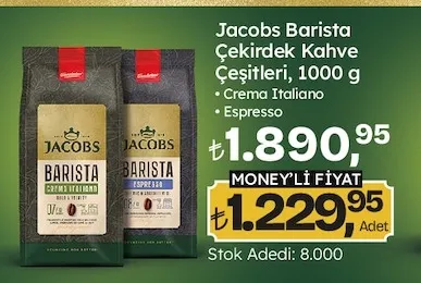 Jacobs Barista Çekirdek Kahve Çeşitleri 1000 G