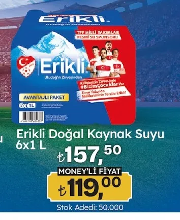 Erikli Doğal Kaynak Suyu 6X1 L