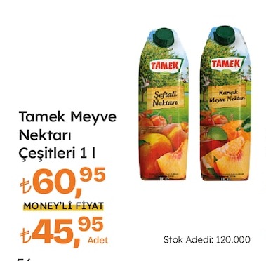 Tamek Meyve Nektarı Çeşitleri 1 L