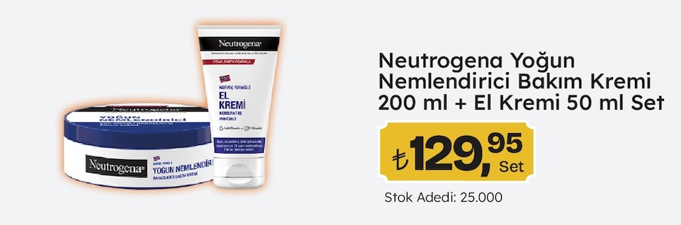 Neutrogena Yoğun Nemlendirici Bakım Kremi 200 Ml + El Kremi 50 Ml Set