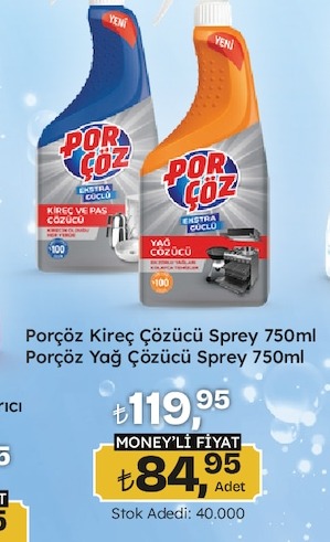 Porçöz Kireç Çözücü Sprey 750Ml Porçöz Yağ Çözücü Sprey 750Ml
