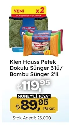 Klen Hauss Petek Dokulu Sünger 3'Lü/ Bambu Sünger 2'Li