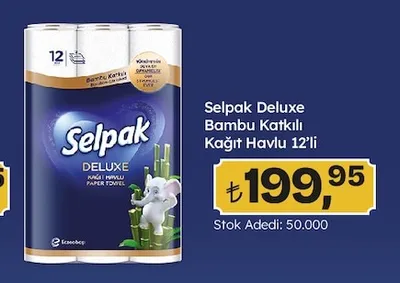 Selpak Deluxe Bambu Katkılı Kağıt Havlu 12'Li