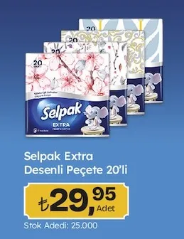 Selpak Extra Desenli Peçete 20'Li