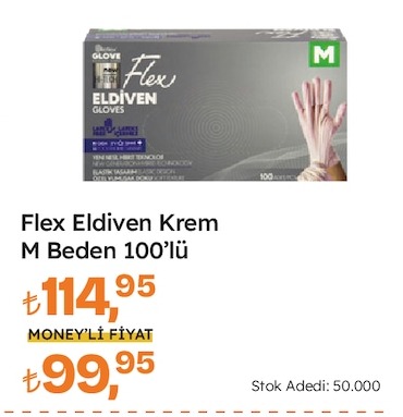 Flex Eldiven Krem M Beden 100'Lü