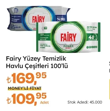 Fairy Yüzey Temizlik Havlu Çeşitleri 100'Lü