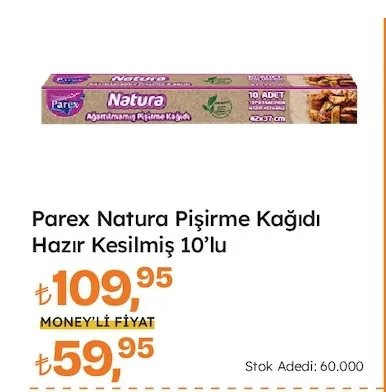 Parex Natura Pişirme Kağıdı Hazır Kesilmiş 10'Lu
