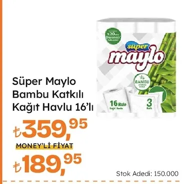 Süper Maylo Bambu Katkılı Kağıt Havlu 16'Lı