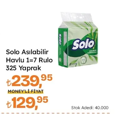 Solo Asılabilir Havlu 1=7 Rulo 325 Yaprak