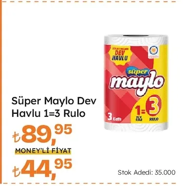 Süper Maylo Dev Havlu 1=3 Rulo