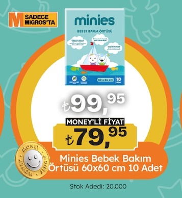 Minies Bebek Bakım Örtüsü 60X60 Cm 10 Adet