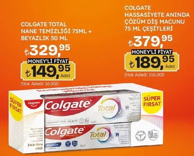 Colgate Total Nane Temizliği 75Ml + Beyazlık 50 Ml