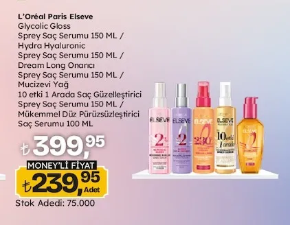 L'Oréal Paris Elseve Glycolic Gloss Sprey Saç Serumu 150 Ml / Hydra Hyaluronic/ Dream Long Onarıcı/ Mucizevi Yağ/ Mükemmel Düz Pürüzsüzleştirici Saç Serumu 100 Ml