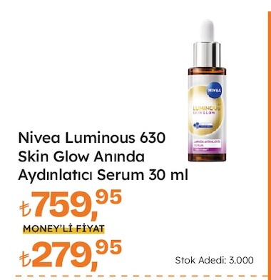 Nivea Luminous 630 Skin Glow Anında Aydınlatıcı Serum 30 Ml