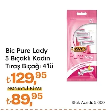 Bic Pure Lady 3 Bıçaklı Kadın Tıraş Bıçağı 4'Lü