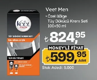 Veet Men Özel Bölge Tüy Dökücü Krem Seti 100+50 Ml