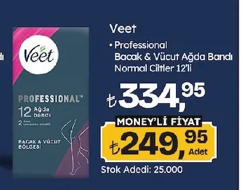 Veet Professional Bacak & Vücut Ağda Bandı Normal Ciltler 12'Li
