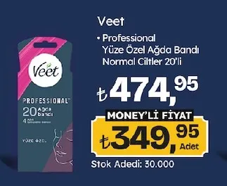 Veet Professional Yüzeye Özel Ağda Bandı Normal Ciltler 20'Li