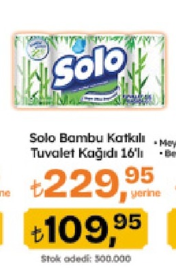 Solo Bambu Katkılı Tuvalet Kağıdı 16'Lı