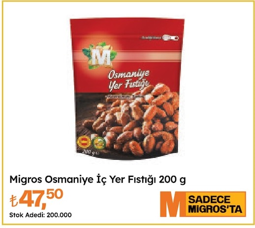 Migros Osmaniye İç Yer Fıstığı 200 G