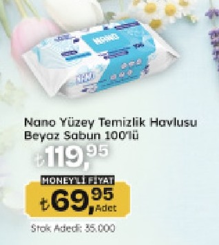 Nano Yüzey Temizlik Havlusu Beyaz Sabun 100'Lü