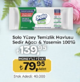 Solo Yüzey Temizlik Havlusu Sedir Ağacı & Yasemin 100'Lü