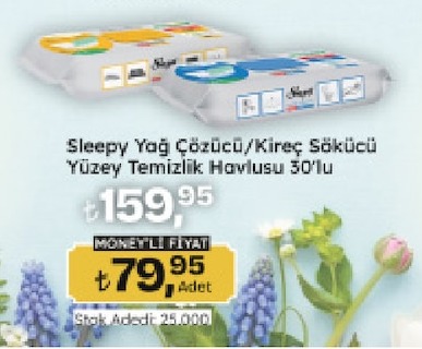 Sleepy Yağ Çözücü/Kireç Sökücü Yüzey Temizlik Havlusu 30'Lu