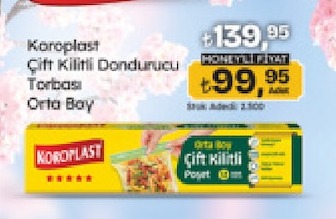 Koroplast Çift Kilitli Dondurucu Torbası Orta Boy