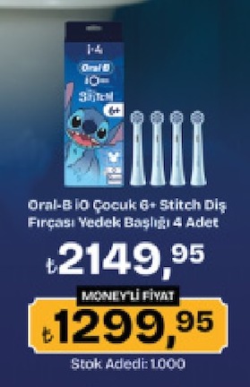 Oral-B İo Çocuk 6+ Stitch Diş Fırçası Yedek Başlığı 4 Adet