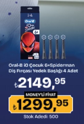 Oral-B İo Çocuk 6+ Spiderman Diş Fırçası Yedek Başlığı 4 Adet