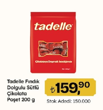 Tadelle Fındık Dolgulu Sütlü Çikolata Poşet 200 G