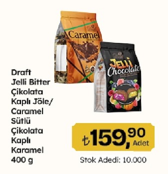 Draft Jelli Bitter Çikolata Kaplı Jöle/Caramel Sütlü Çikolata Kaplı Karamel 500 G