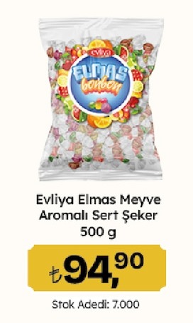 Evliya Elmas Meyve Aromalı Sert Şeker 500G