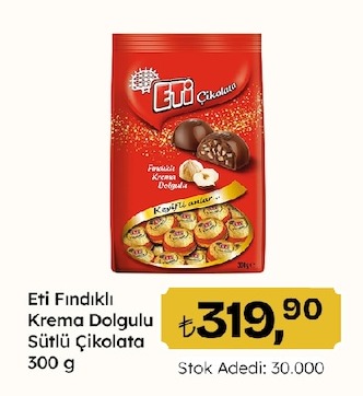 Eti Fındıklı Krema Dolgulu Sütlü Çikolata 300 G